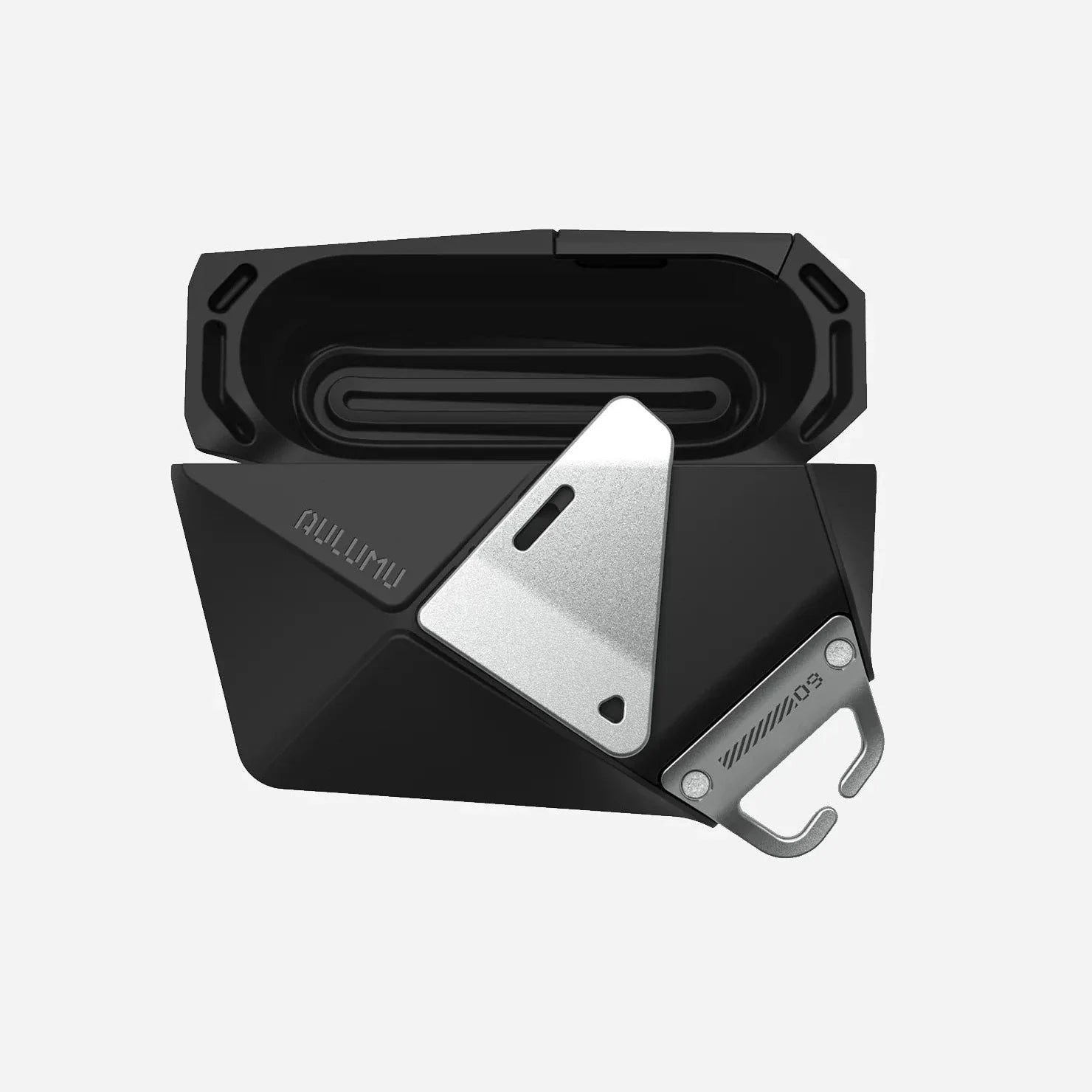 Aulumu A09 Geometric Case for AirPods Pro Series | Lock & Lanyard | Gray