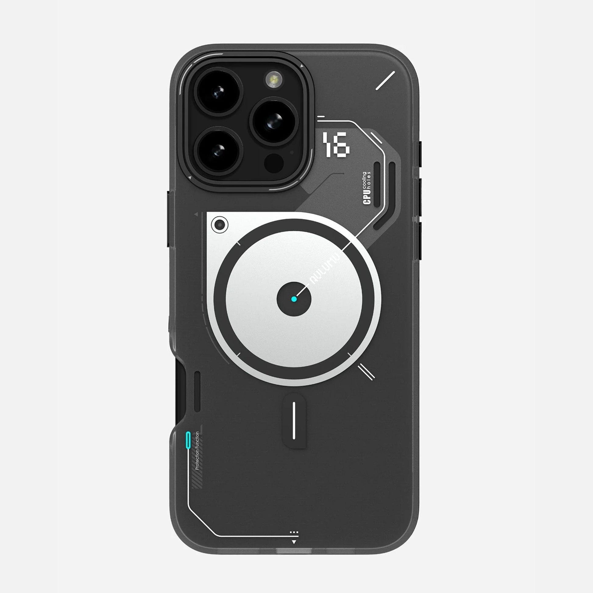 Aulumu A16 Frosted Case for iPhone 16 Pro Series | Subtle Glow-in-the -Dark | Translucent Gray&White | MagSafe