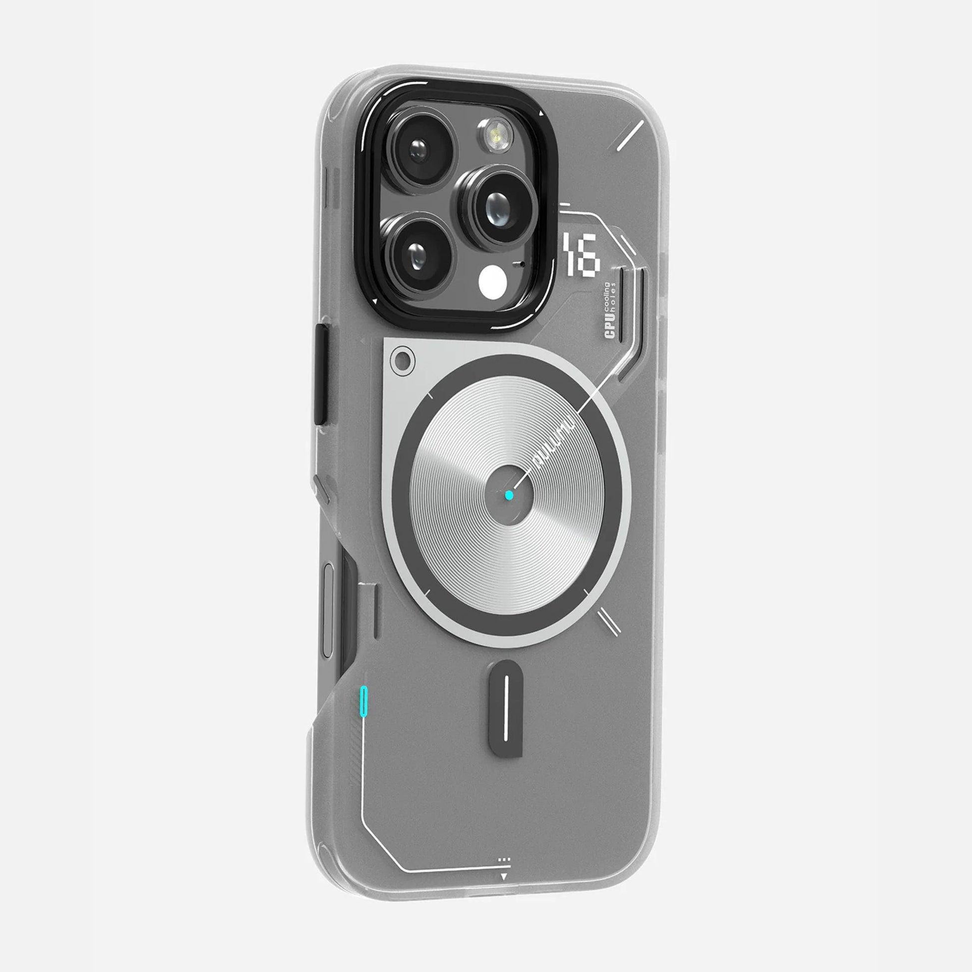 Aulumu A16 Frosted Case for iPhone 16 Pro Series | Subtle Glow-in-the -Dark | Translucent Gray&White | MagSafe