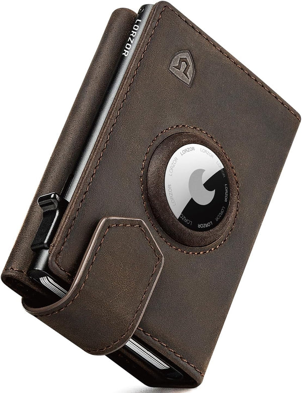 LORZOR Trifold Airtag Wallet with Aluminum Card Holder