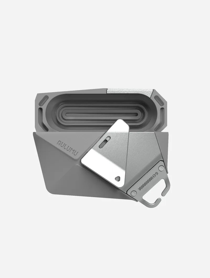 Aulumu A09 Geometric Case for AirPods Pro Series | Lock & Lanyard | Gray