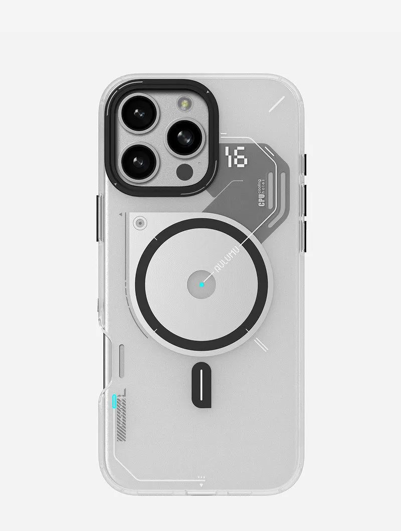 Aulumu A16 Frosted Case for iPhone 16 Pro Series | Subtle Glow-in-the -Dark | Translucent Gray&White | MagSafe