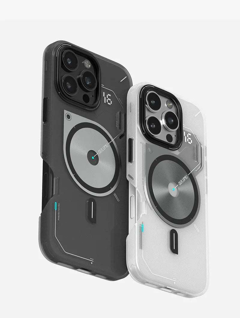 Aulumu A16 Frosted Case for iPhone 16 Pro Series | Subtle Glow-in-the -Dark | Translucent Gray&White | MagSafe