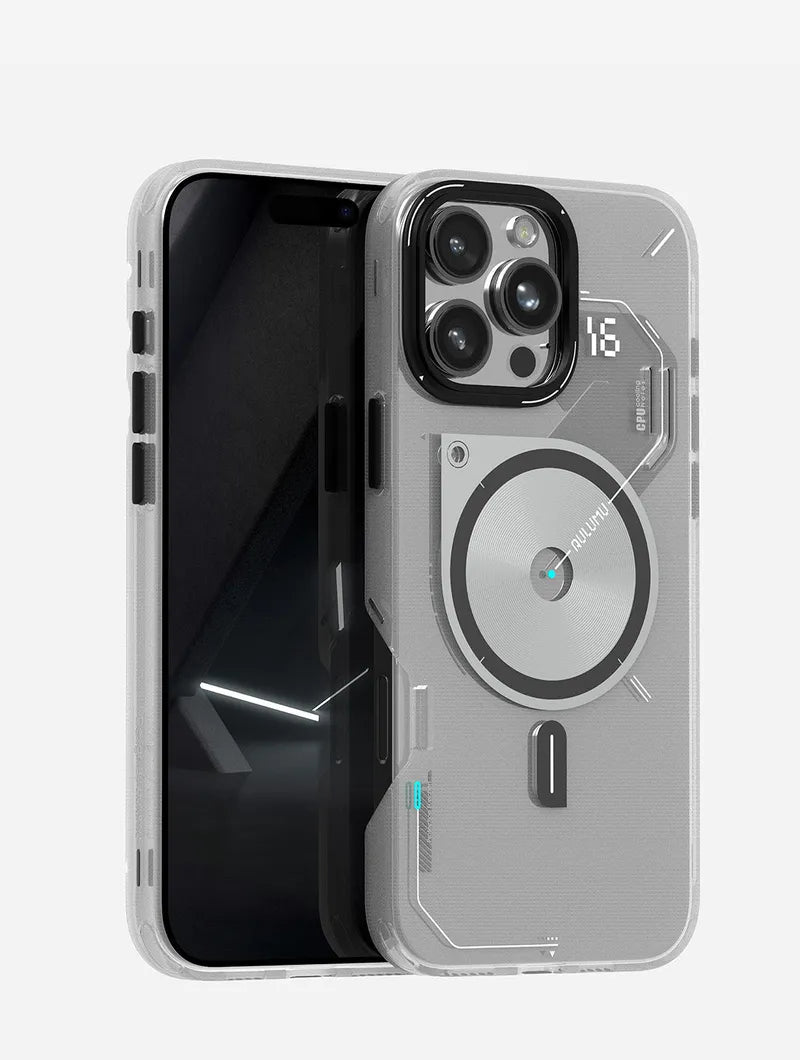 Aulumu A16 Frosted Case for iPhone 16 Pro Series | Subtle Glow-in-the -Dark | Translucent Gray&White | MagSafe