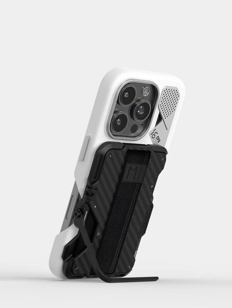 Aulumu A16 Vegan Leather Case for iPhone 16 Pro Series | Real Cooling | White & Black | MagSafe