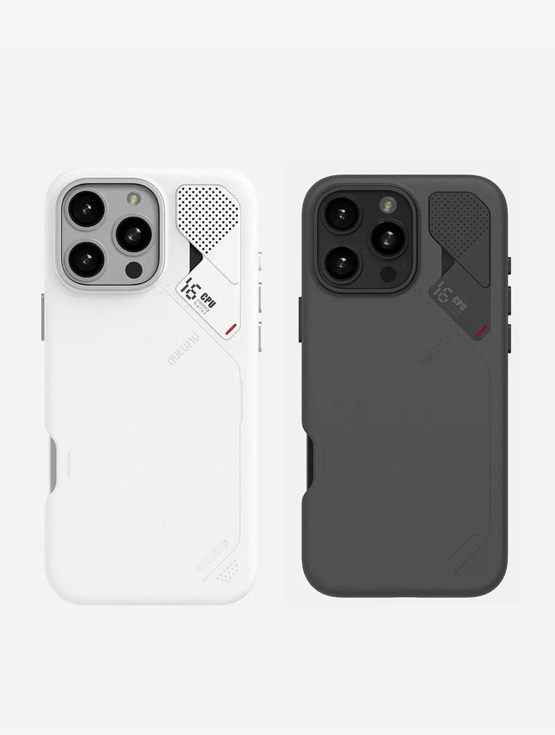 Aulumu A16 Vegan Leather Case for iPhone 16 Pro Series | Real Cooling | White & Black | MagSafe