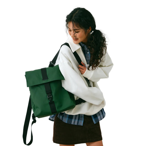 Kiwee | Square Backpack Medium | Recycled Urban Backpack with Magnetic Buckle
