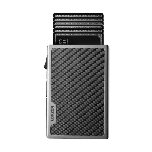 LORZOR | Carbon Fiber Wallet with Money Clip | Slim, RFID-Blocking, Pop-Up Card Holder